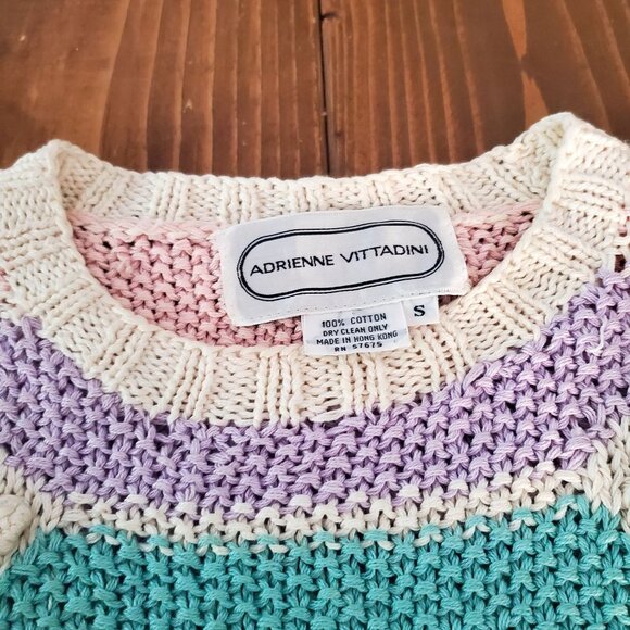 Adrienne Vittadini Pastel Cottagecore Knit Sweater Cotton Textured Long Sleeve S - Picture 2 of 14